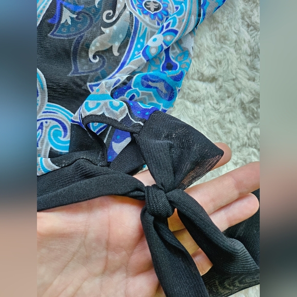 INC International Concepts Sheer Shirt Shell, Blue Black Paisley, Size XL - Picture 7 of 11